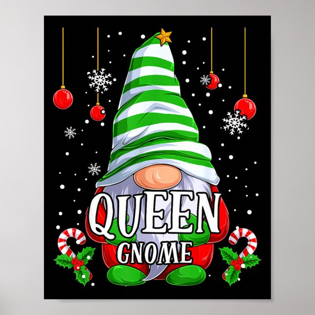 Queen Gnome Christmas Pajamas Matching Family Grou Poster (Front)