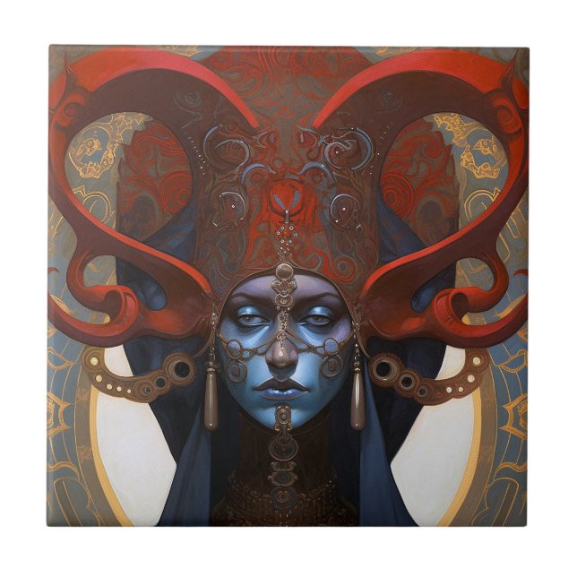 Queen Goddess Fantasy Art Ceramic Tile (Front)