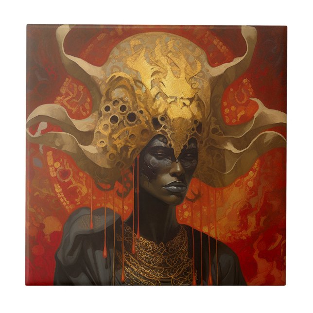 Queen Goddess Fantasy Art Ceramic Tile (Front)
