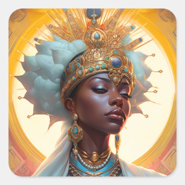 Queen Goddess Fantasy Art Square Sticker (Front)