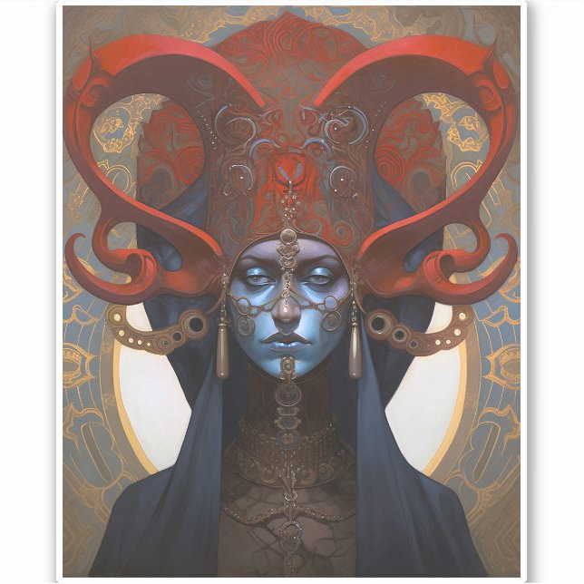 Queen Goddess Fantasy Art Sticker (Front)