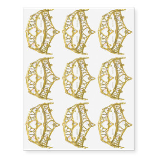 Queen gold crown tiara 9 small temporary tattoos