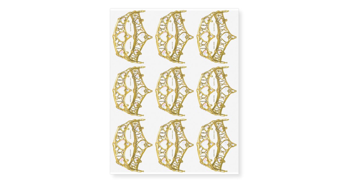 Queen Gold Crown Tiara 9 Small Temporary Tattoos Zazzle Com