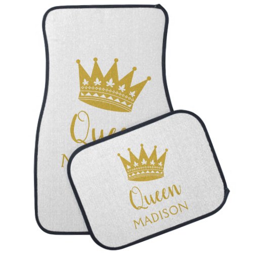 Queen Gold White Custom Personalized Name Car Floor Mat
