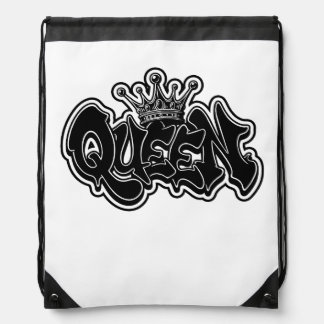 Queen Graffiti Design Drawstring Bag