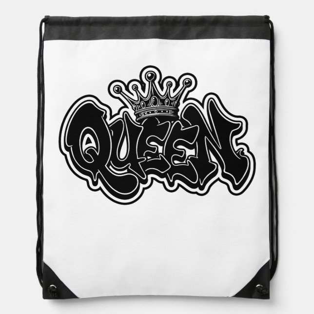 Queen Graffiti Design Drawstring Bag (Front)