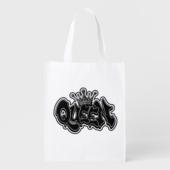 Queen Graffiti Design Grocery Bag (Front)