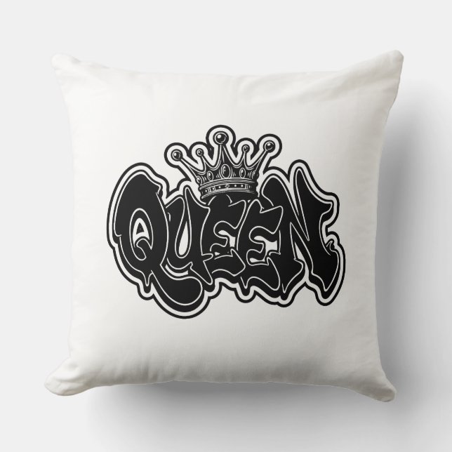 Queen Graffiti Design Throw Pillow (Front)