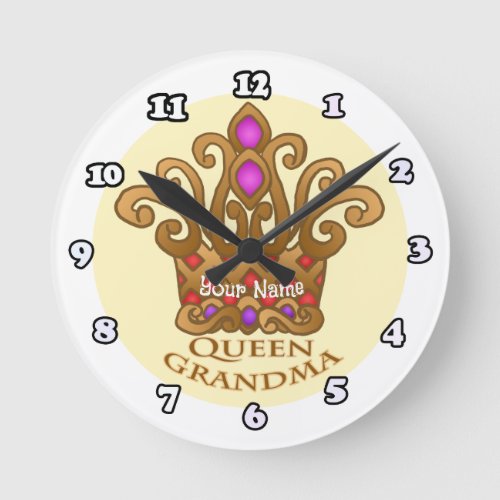 Queen  Grandma custom name Round Clock