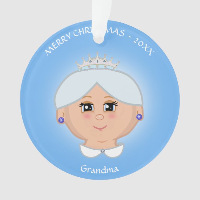 Queen Grandma, Mom, Aunty, Teacher on Light Blue Ornament (Front)
