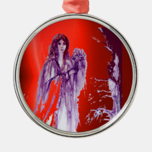 QUEEN GUINEVERE,KING ARTHUR LEGEND Purple Red Metal Ornament