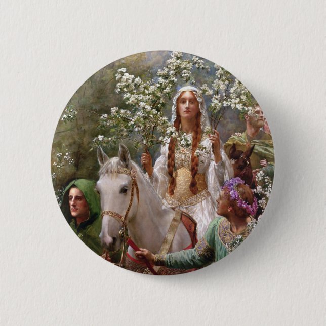 Queen Guinevere's Maying c. 1900 by John Collier Button (Front)