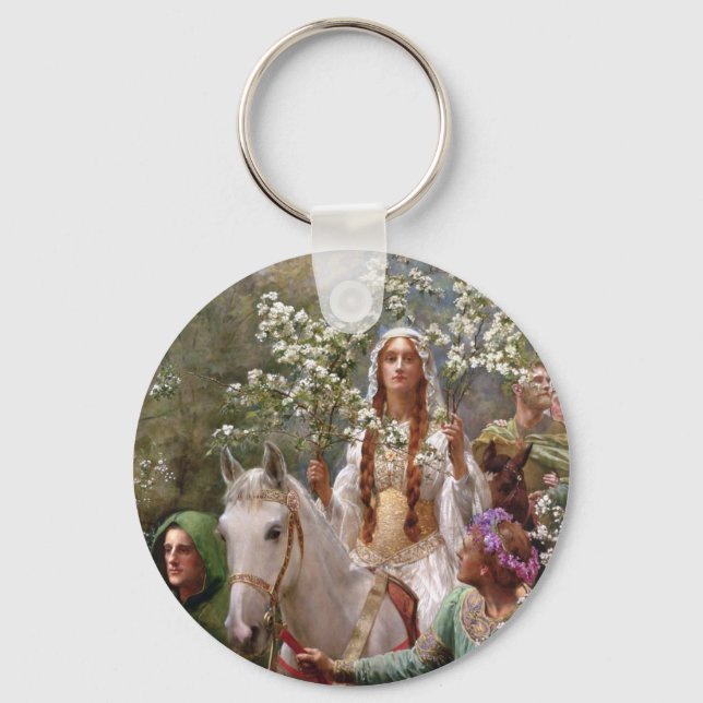 Queen Guinevere's Maying c. 1900 by John Collier Keychain (Front)