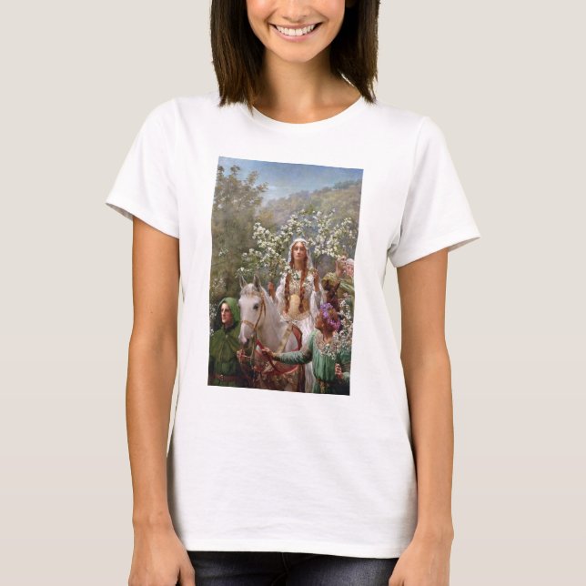 Queen Guinevere's Maying c. 1900 by John Collier T-Shirt (Front)