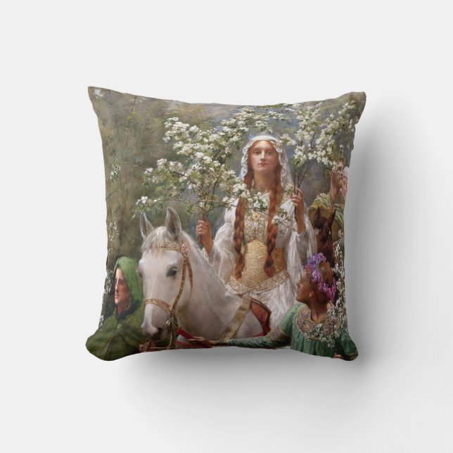 Queen Guinevere's Maying c. 1900 by John Collier Throw Pillow (Front)