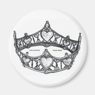 Queen Heart Monotone Silver Crown Tiara white Magnet