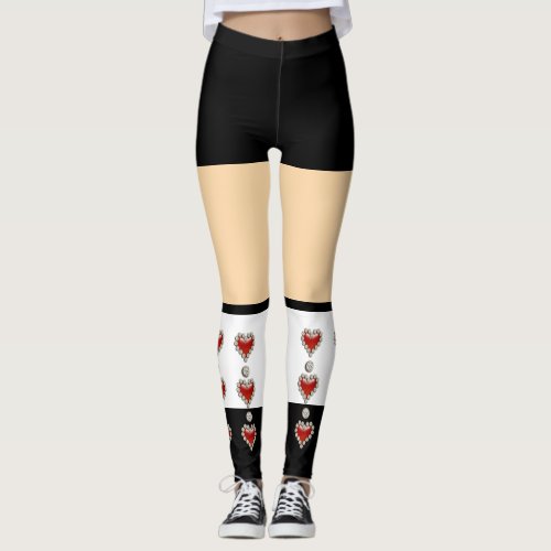 Queen hearts costume theme party leggings