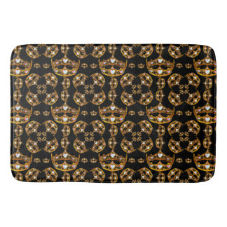 Queen hearts gold crown tiara black bath mat