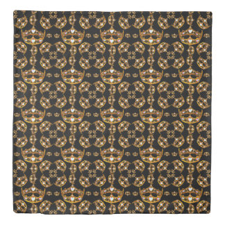 Queen hearts gold crown tiara black duvet cover