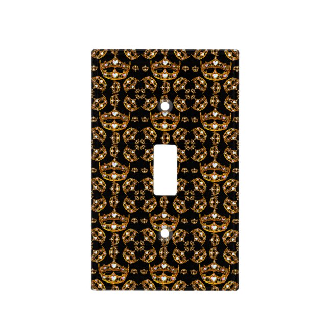 Queen hearts gold crown tiara black switch cover (Front)