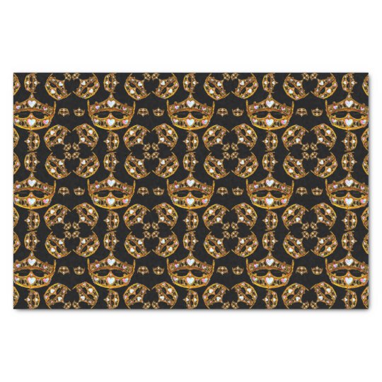 Queen hearts gold crown tiara black tissue paper