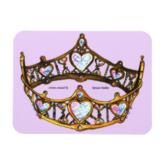 Queen Hearts Gold Crown Tiara Pale Pink Lilac Magnet