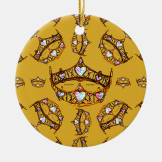 Queen Hearts Gold Crown Tiara pattern gold Ceramic Ornament