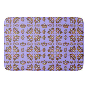Queen Hearts Gold Crown Tiara pattern periwinkle Bathroom Mat