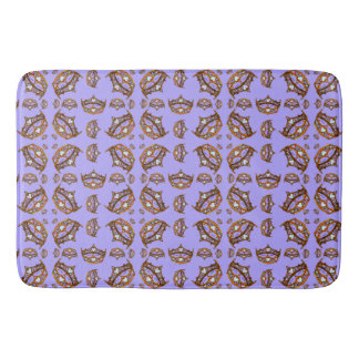 Queen Hearts Gold Crown Tiara pattern periwinkle Bathroom Mat