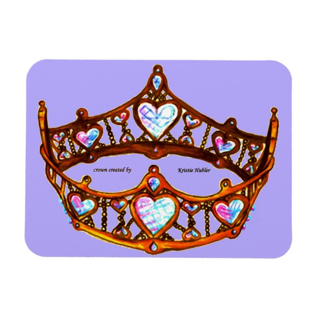 Queen Hearts Gold Crown Tiara Periwinkle magnet (Horizontal)