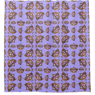 Queen Hearts Gold Crown Tiara Periwinkle Shower Curtain