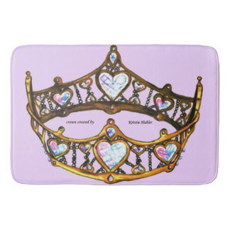 Queen Hearts Gold Crown Tiara pink lilac bath mat