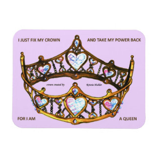Queen Hearts Gold Crown Tiara pink lilac text Magnet