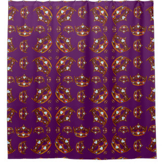 Queen Hearts Gold Crown Tiara Royal Purple Shower Curtain