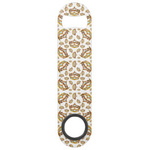 Queen hearts gold crown tiara white bottle opener