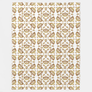 Queen hearts gold crown tiara white fleece blanket