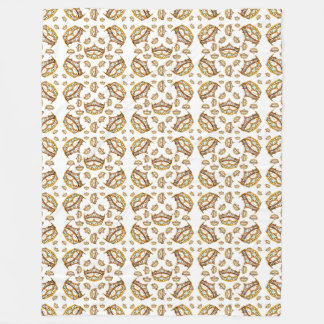 Queen hearts gold crown tiara white fleece blanket