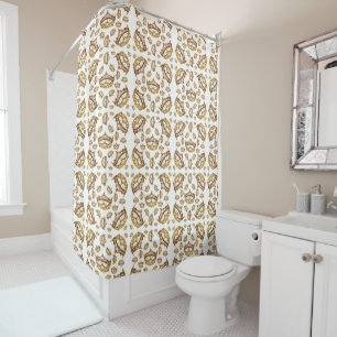 Queen hearts gold crown tiara white shower curtain