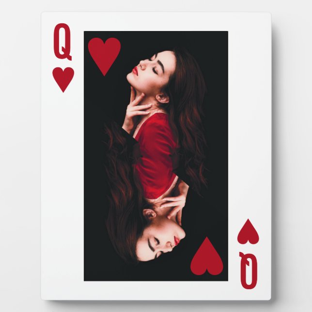 Queen Hearts Playing Card Valentine Photo Plaque (Front)