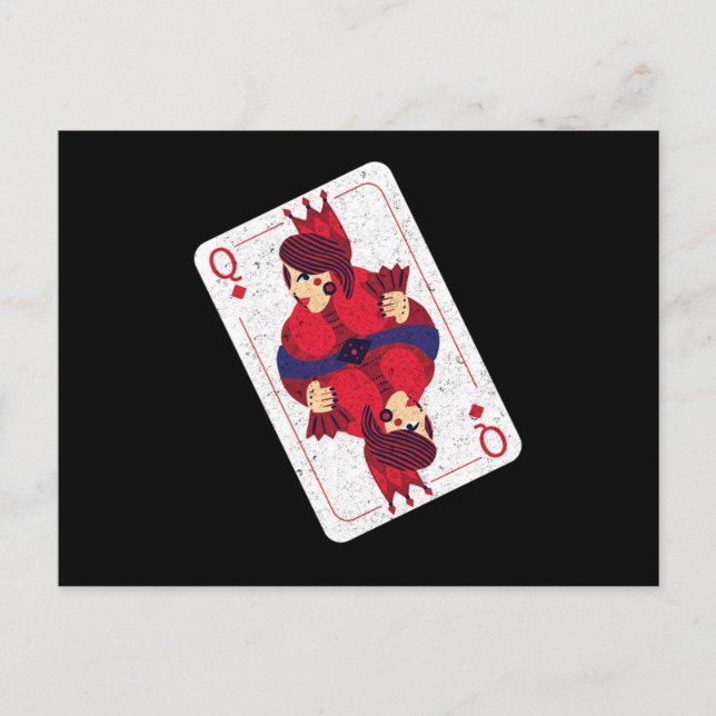 Queen Hearts Playing Cards Casino Poker Game Gift (Front)
