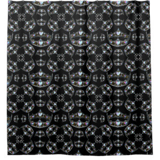 Queen Hearts Silver Crown Tiara Black Shower Curtain