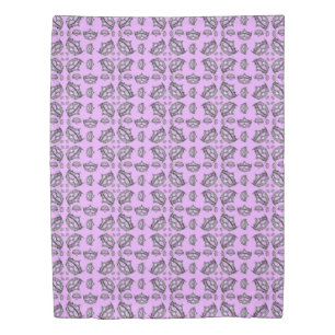 Queen Hearts Silver Crown Tiara pattern pink lilac Duvet Cover