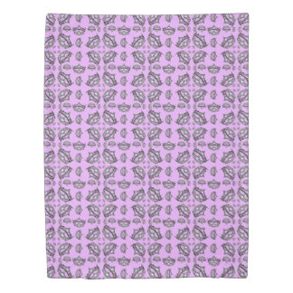 Queen Hearts Silver Crown Tiara pattern pink lilac Duvet Cover