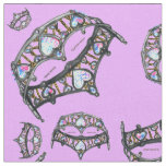 Queen Hearts Silver Crown Tiara pattern pink lilac Fabric