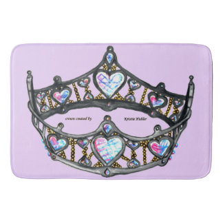 Queen Hearts Silver Crown Tiara pink lilac bath Bathroom Mat