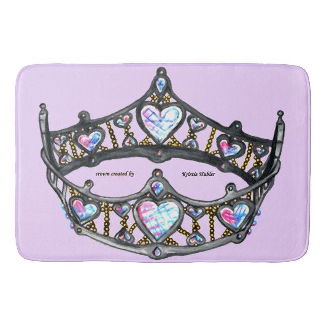 Queen Hearts Silver Crown Tiara pink lilac bath Bathroom Mat (Front)