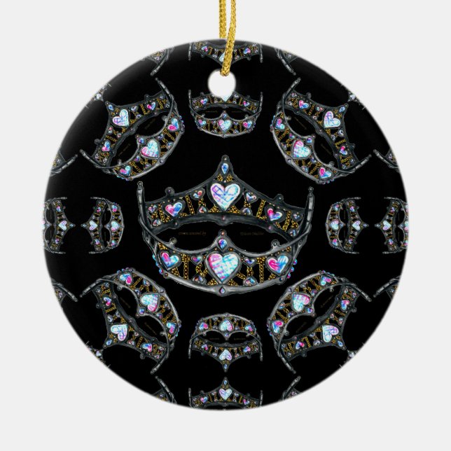 Queen Hearts Silver Crowns Tiaras black ornament (Front)