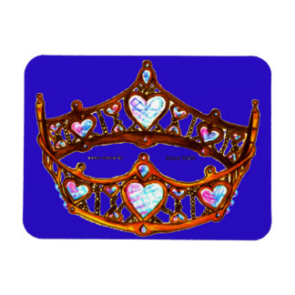 Queen Hearts Warm Gold Crown Tiara blue magnet