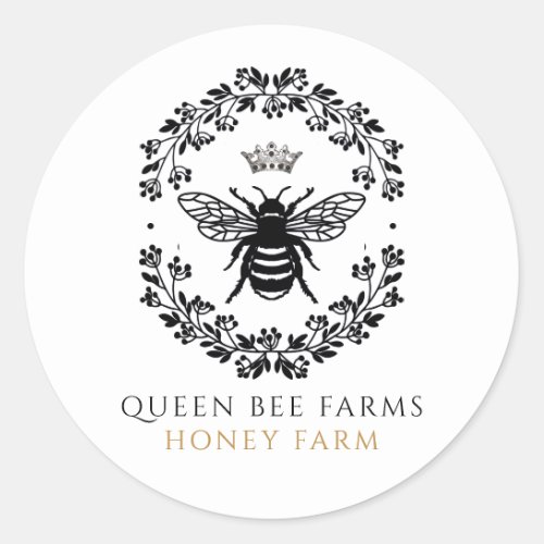 Queen Honey Bee Black White Gold Product Labels