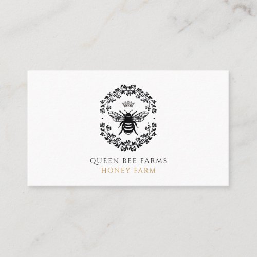 Queen Honey Bee Crown Black White Gold Apiary  Business Card